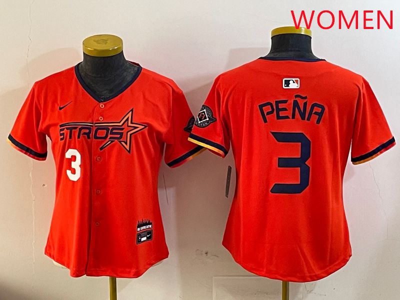 Women Houston Astros Blank 3 Pena Three generations Joint Name 2025 Nike MLB Jersey style 2